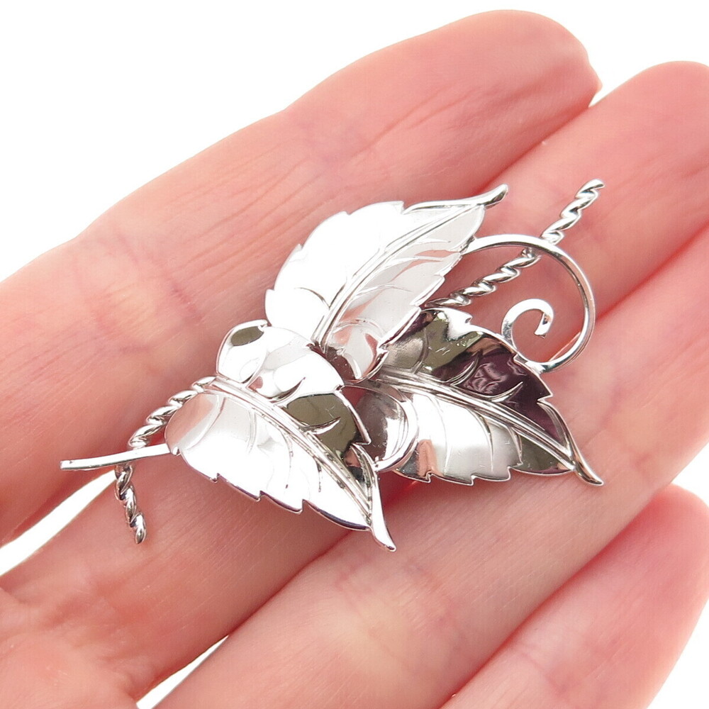 Van Dell 925 Sterling Silver Antique Art Deco Floral Pin Brooch